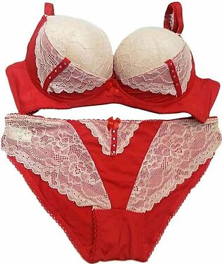 Beautiful Lace Foam Pushup bra & Panty Red