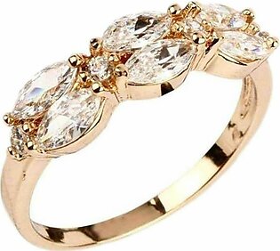 Fashion Café White Rhinestones Decorated 24 K Gold Plated Ring