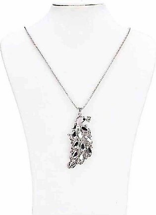 100 Degreez Silver Steel Necklace With Diamond Brooch