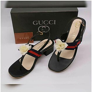 Gucci Black Floral Web Sandals