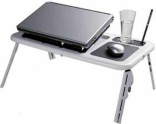 Basit Deals E Table With Laptop Cooling Pad Black & White
