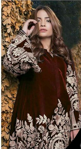 Agha Noor Velvet Embroidery Unstitched Suit