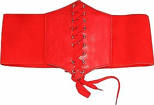 Women's Red Artificial Leather Waist Belt