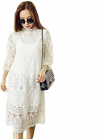 Korean Fashion Womens Lace Casual White Dress