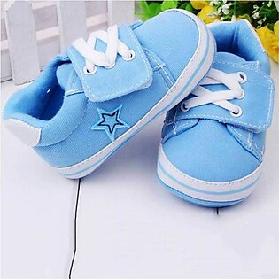 Sky Blue Lace & Strap Baby Shoes