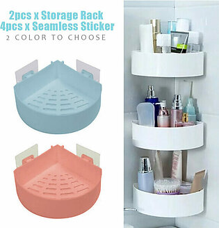 Wall Mount Triangle Shape Unbreakable Plastic Corner Shelf Basket Shower Caddy Rack Storage Shelves Shampoo Holder for Bathroom Kitchen