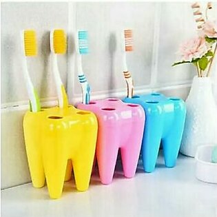 Cartoon Teeth Shape 4 Holes Toothbrush Holder Stand Tooth Brush Rack Shelf Shaving Razor-Storage Holder for Bathroom