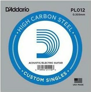 D’Addario Plain Steel Guitar Single String – .012