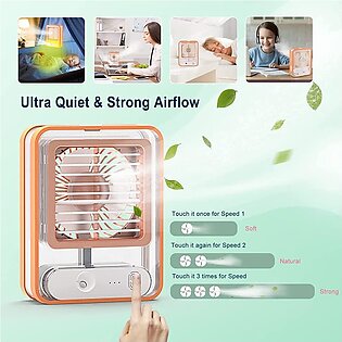 Battery Operated Mini USB Fan With Mist Water Spray And LED Light
