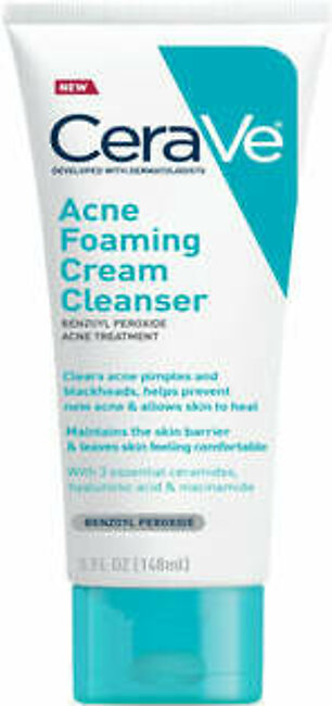Cerave Acne Foaming Cream Cleanser 4% Benzoyl Peroxide Acne Treatment 150Ml