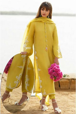 Nashi Green Column Shirt With Dupatta