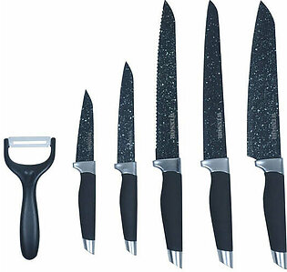 6pc Knife Set- Black Steel Tips Soft Touch Handle