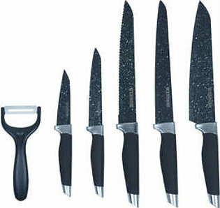 6pc Knife Set- Black Steel Tips Soft Touch Handle