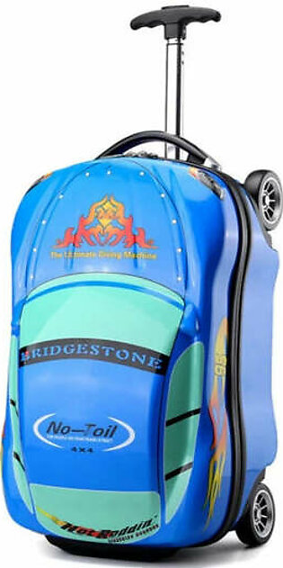 Kids Trolley Luggage Bag Blue Car