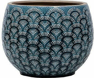 Blue Ceramic Vase Medium Round
