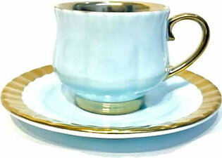 Cup & Saucer Set Blue/Gold (6pcs Set)