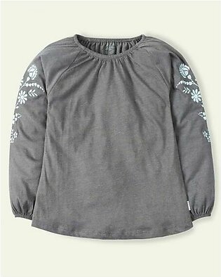 Grey Embroidered Top