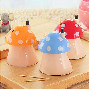 1pc Toothpick Dispenser Dust-proof Toothpicks Holder Stand Mushroom Shape Tooth Pick Container Automatic Retro Tooth Pick Box