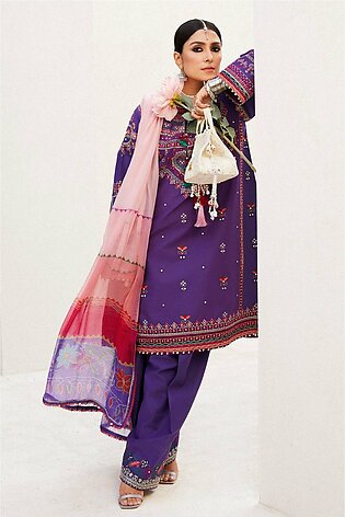 Zara Shahjahan Embroidered Luxury Lawn Unstitched 3Pc Suit D-07B LAMIA