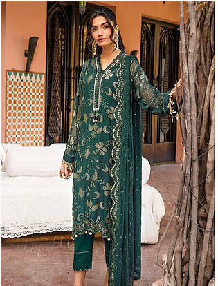 Gul Ahmed Festive Eid Embroidered Chiffon Unstitched 3Pc Suit FE-42003