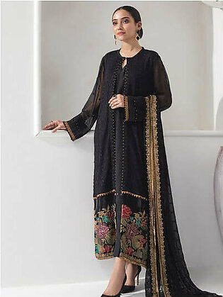 Alizeh Fashion Embroidered Chiffon 3Pc Suit D-02 Midnight Glare