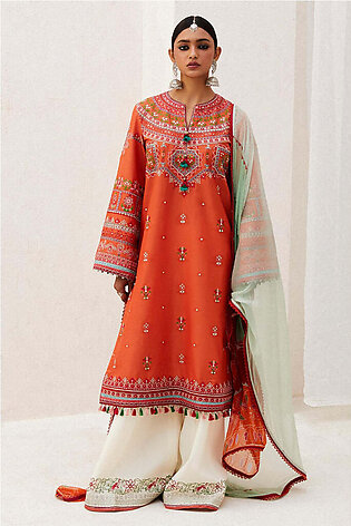 Zara Shahjahan Embroidered Luxury Lawn Unstitched 3Pc Suit D-07A LAMIA