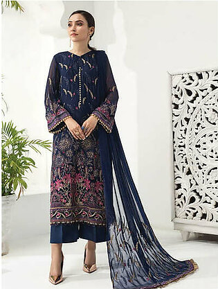 Alizeh Fashion Embroidered Chiffon 3Pc Suit D-04 Dreamy Sapphire