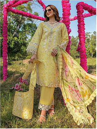 Rang Rasiya Carnation Embroidered Lawn Unstitched 3Pc Suit D-02 Raya