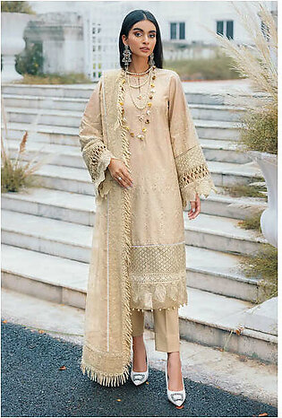 Motifz Naqsh Embroidered Cotton Satin Unstitched 3Pc Suit 3484-LOTUS