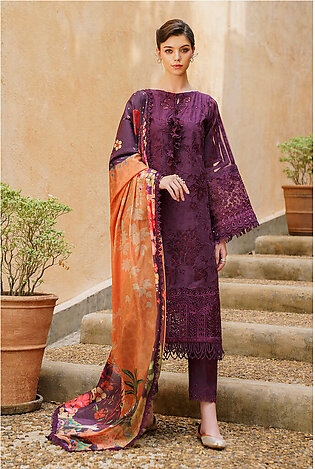 Baroque Embroidered Swiss Lawn Unstitched 3Pc Suit BQU-SL12-D04