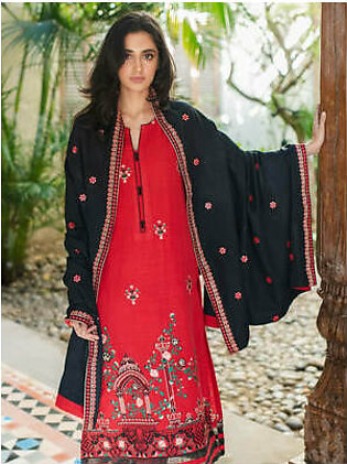 Zellbury Winter Embroidered Khaddar Unstitched 3Pc Suit WUW22E30089