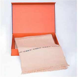 Dynasty Lux Herringbone Men's Blended Wool Shawl - Light Peach