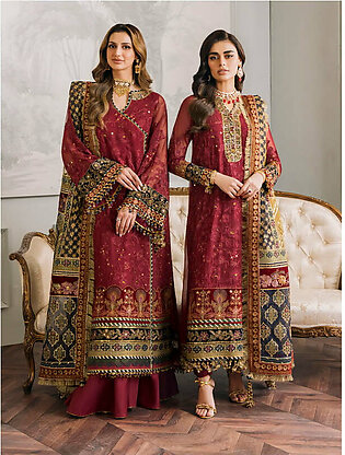 Baroque Chantelle Embroidered Luxury Chiffon Unstitched 3Pc Suit EC-07