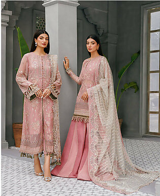 XENIA Formals Hera Luxury Unstitched Chiffon 3Pc Suit - TAUPE
