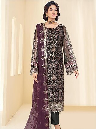 Kashish by Ramsha Embroidered Chiffon Unstitched 3Pc Suit K-106
