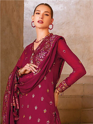 Gul Ahmed Festive Eid Embroidered Chiffon Unstitched 3Pc Suit FE-42034