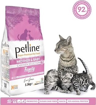 PETLINE PREMIUM MOTHER & BABY CAT FOOD WITH CHICKEN