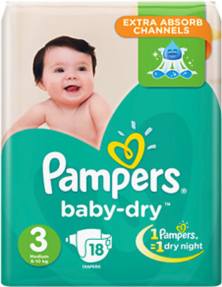 PAMPERS DIAPERS VALUE PACK BUTTERFLY BABY-DRY 3 MIDIUM PCS