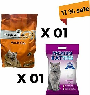 Bundle: 11 % Discount Buy 1 Doggie And Kattie Cat Food and Premium Bentonite Cat Litter