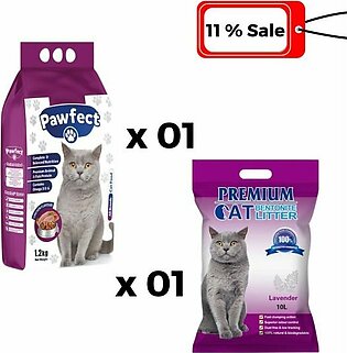 Bundle:11 % Discount Buy 1 Pawfect Cat Food and Premium Bentonite Cat Litter