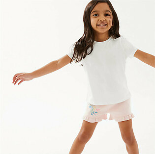 Girls Slub Jersey Premium Quality White Soft Cotton T-Shirt (YO-11171)