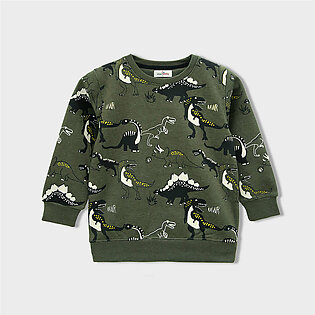 Kids All-Over Dino Printed Fleece Sweatshirt (MI-120085)