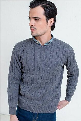 Classic Black Cable Knit Crew Neck Sweater