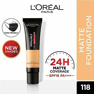 Loreal Infallible 24Hr Matte Cover Foundation – 118 Rose Linen