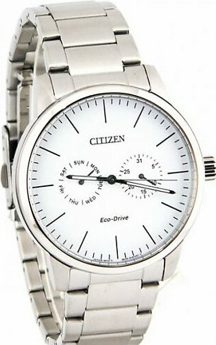 Citizen Wrist Watch For Men In White Dial With Date And Day And Stainless Steel Bracelet