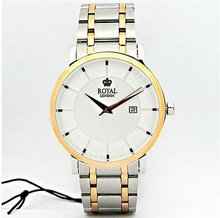 Royal London two tone Men’s Wrist Watch In silver Dial with date display in stainless steel body