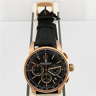 Pagani Black Leather Strap Watch