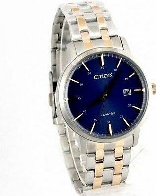 Citizen Wrist Watch For Men In Blue Dial With Date And Stainless Steel Bracelet