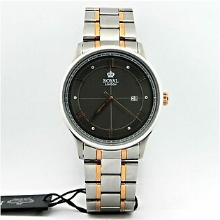 Royal London two tone Men’s Wrist Watch In grey Dial With Date and steel Bracelet & Case