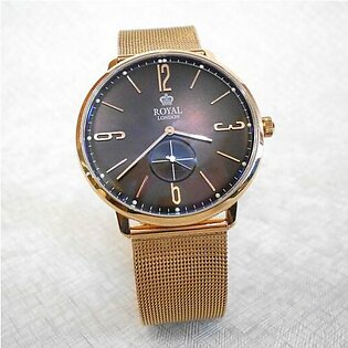 Royal London Men’s Wrist Watch All Stainless Steel Rose Gold Color